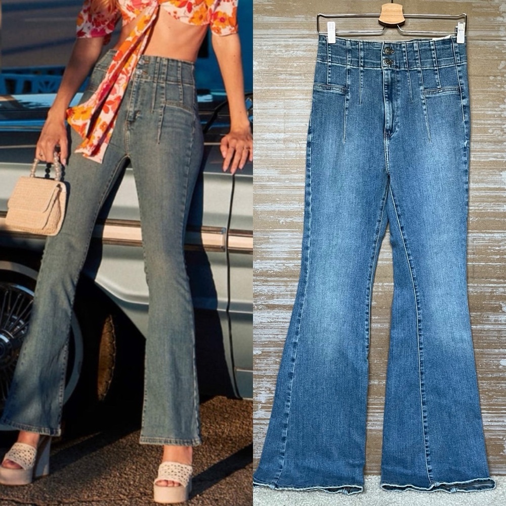 Free People NWT Jayde High Rise Flare Jeans Boho Western Retro Stretch Womens 30